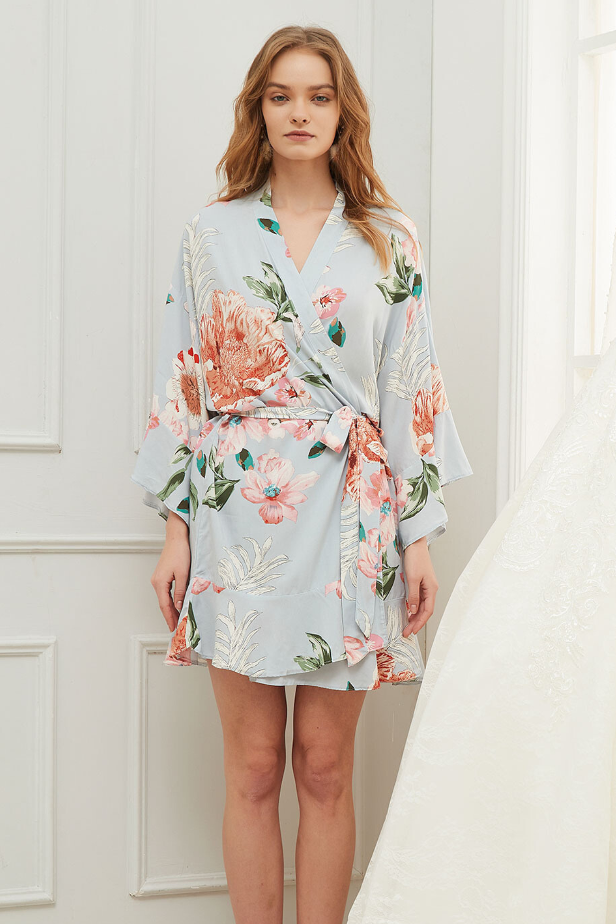 Floral Ruffle Dusty Blue