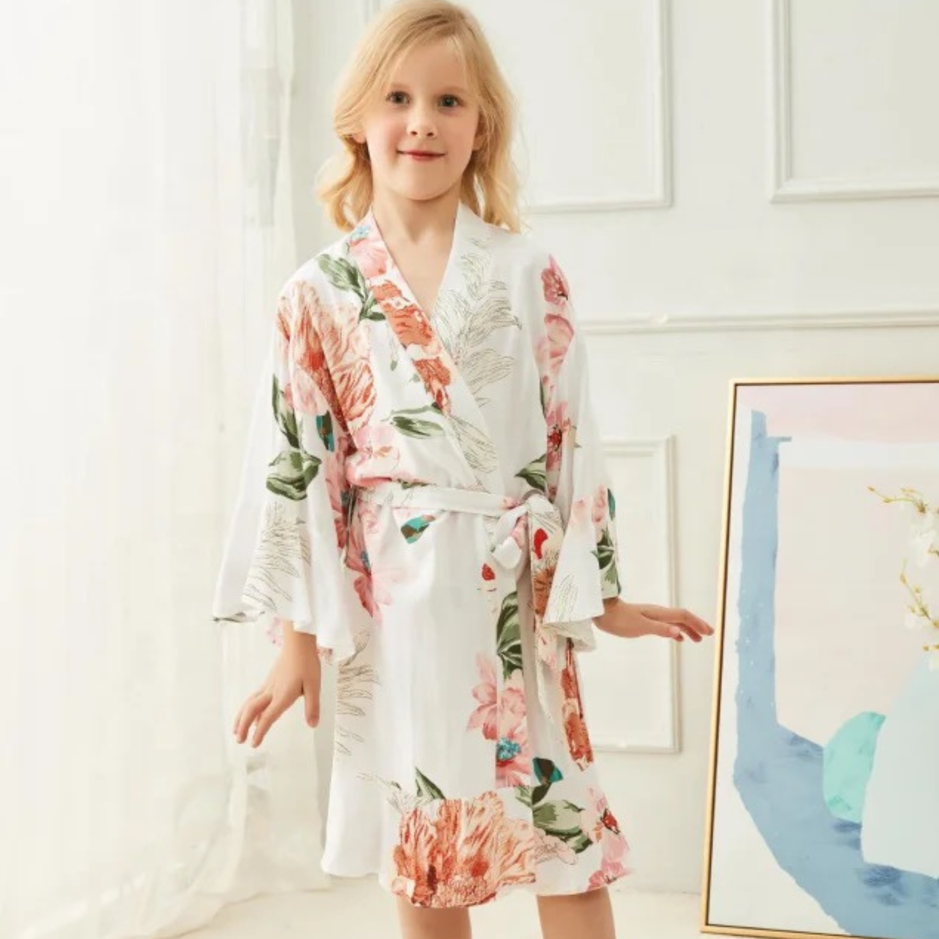 Girls floral dressing clearance gown