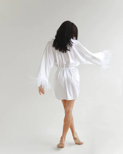 White Feather Lux Robe- CLEARANCE