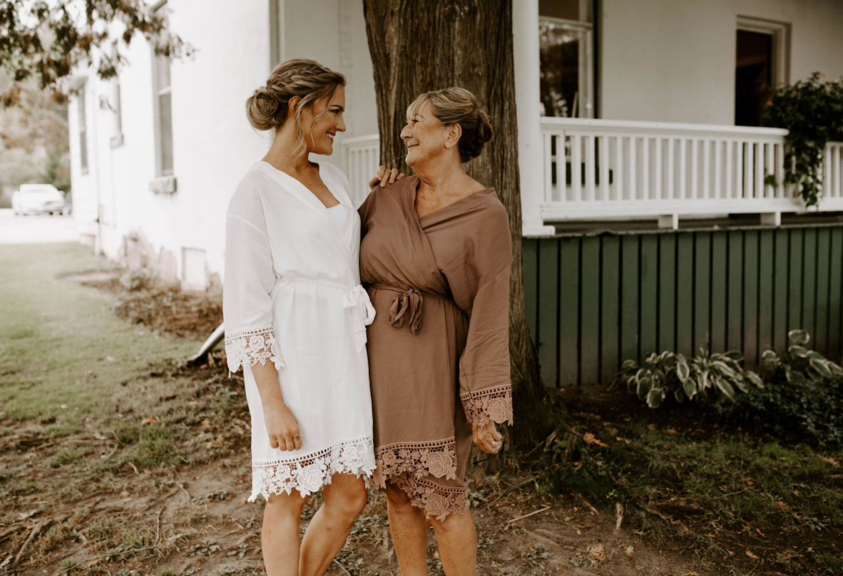 Cotton robes with sales lace