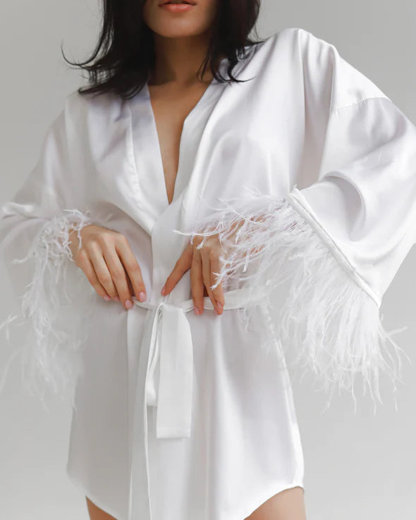 White Feather Lux Robe- CLEARANCE