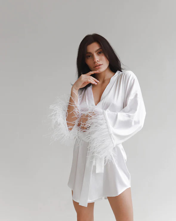 White Feather Lux Robe- CLEARANCE