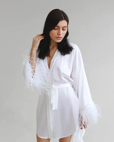 White Feather Lux Robe- CLEARANCE