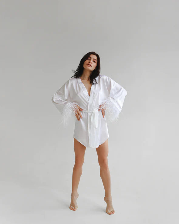 White Feather Lux Robe- CLEARANCE