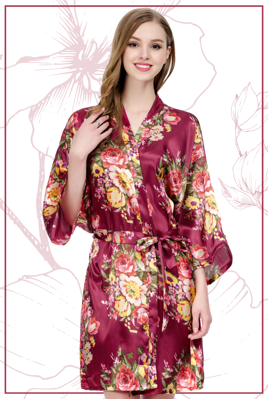 Floral Satin Burgundy